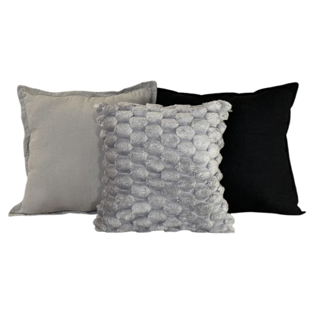Pack X 3 Almohadones Tusor 50x50 y Peludo 45x45 Nordico cama
