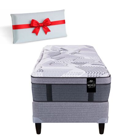 Colchon y Sommier King Koil 120 Luxury Pocket 1 Plaza 80x190 Resortes y Pillow Viscoelastico + Almohada de Regalo