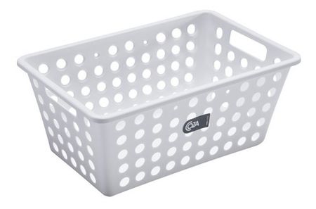 Canasto Caja Organizador Plastico Acanalado Grande Coza Blanco