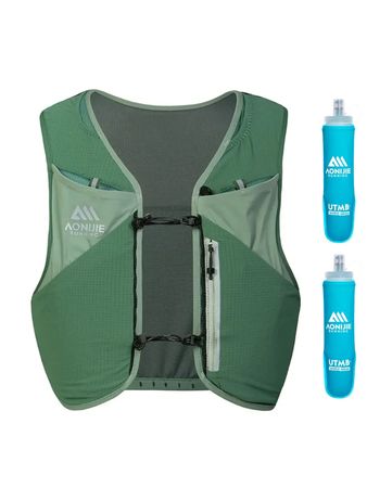 Kit Aonijie Chaleco de Hidratación 4L y 2 Botellas Unisex Trail running Verde