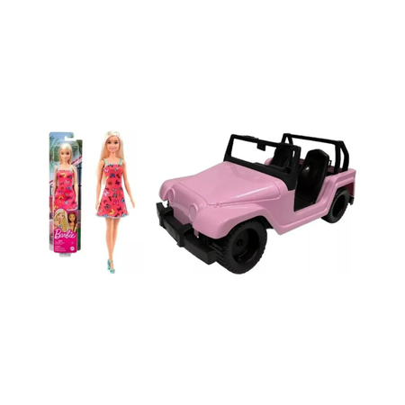 Combo Barbie Jeep 715 + Muñeca T7439 Original Mattel