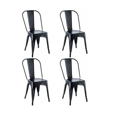 Combo x4 Silla Tolix Acero Garden Life Negra Mate