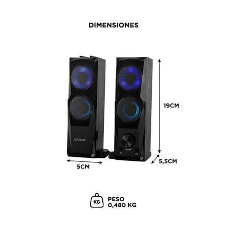 Parlante Gamer RGB Gadnic 2 en 1: Pc y Barra de Sonido