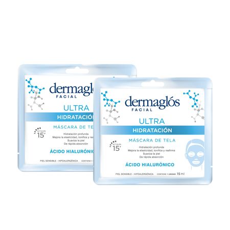 Dermaglos Mascara Facial De Tela Ultra Hidratacion x2