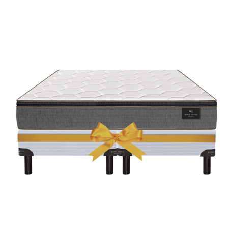 Promo Colchon King Koil Finesse Super King 200x200 Resortes LFK + Pillow de Espuma + Sommier de Regalo