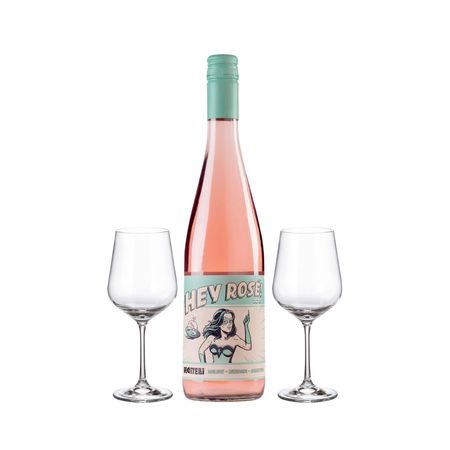 Set Vinos Rosados Hey Rose y 2 Copas Con Estuche