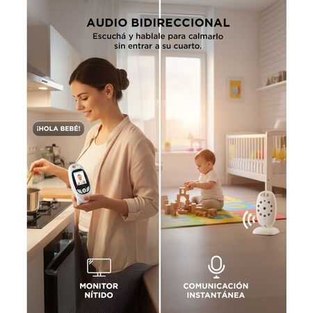 Baby Call Monitor Gadnic Audio Melodias Video con Visión Nocturna
