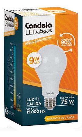 Lámpara Led Candela 9w Reemplaza 75w E27