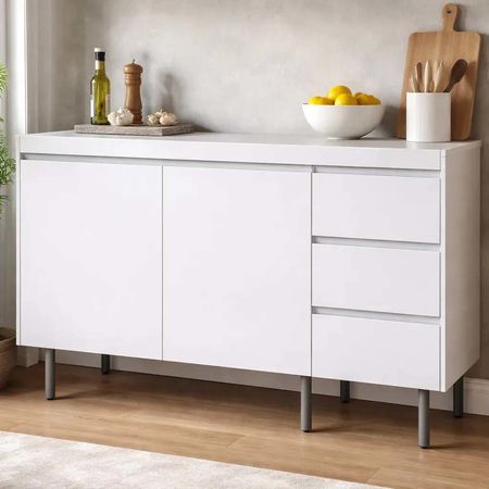 Bajomesada Cocina RICCHEZZE Arco 140CM Blanco 3 Cajones