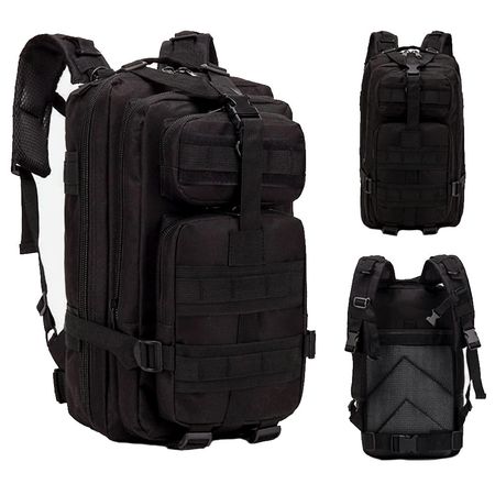 Mochila Táctica Negra Gadnic Militar Mochilero Compatible Camelback Compartimentos Varios 25L