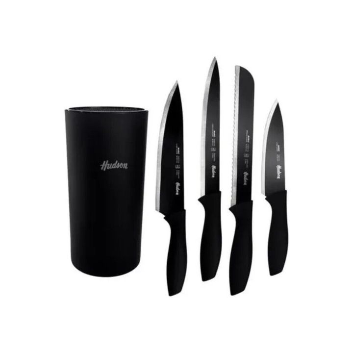 Set Cuchillos Acero Inoxidable Basic x4 Holder Negro Hudson - Vista 3