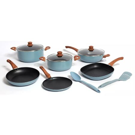 Set Batería Cocina Carol 9 Piezas Antiadherente Azulino
