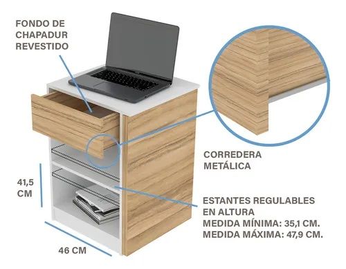 Escritorio Plegable Fiplasto ES1007 Blanco Y Coco - Vista 3
