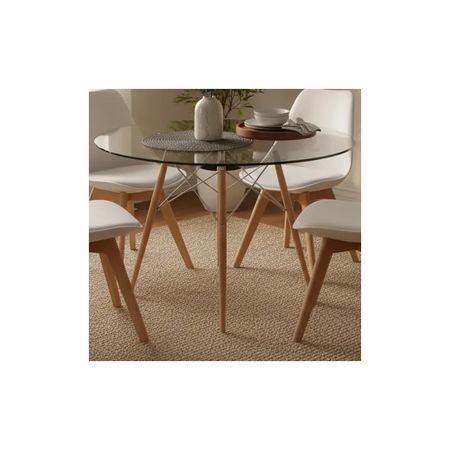 Juego De Comedor Mesa Redonda 100cm+4 Sillas Tulip Blanco