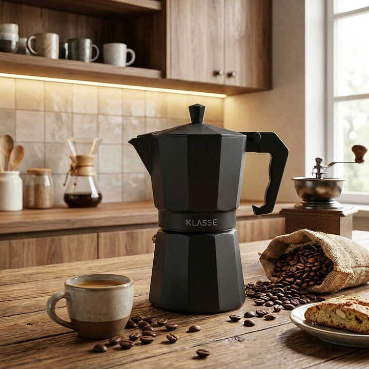Cafetera Moka estilo Italiana 6 Tazas Negra Mate Klasse (KS3705) - Vista 2