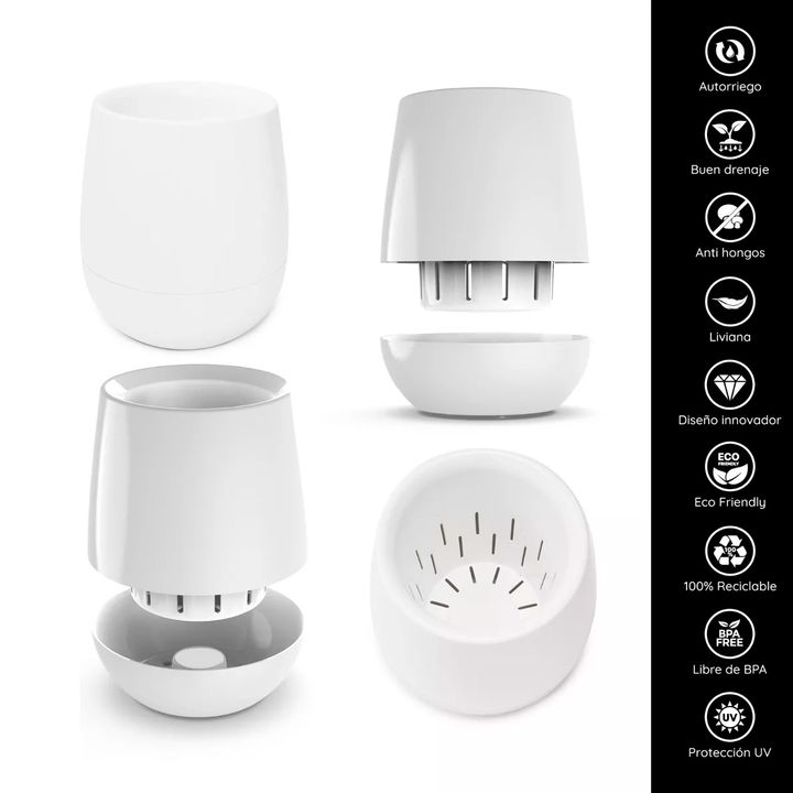 Maceta Autorriego Uovo Mediana Beruplast Blanco 42cm - Vista 4