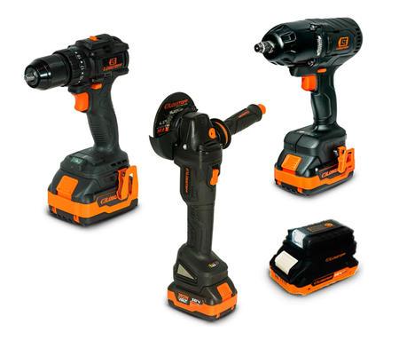 Combo Taladro Amoladora Llave Impacto Lusqtoff Black Series