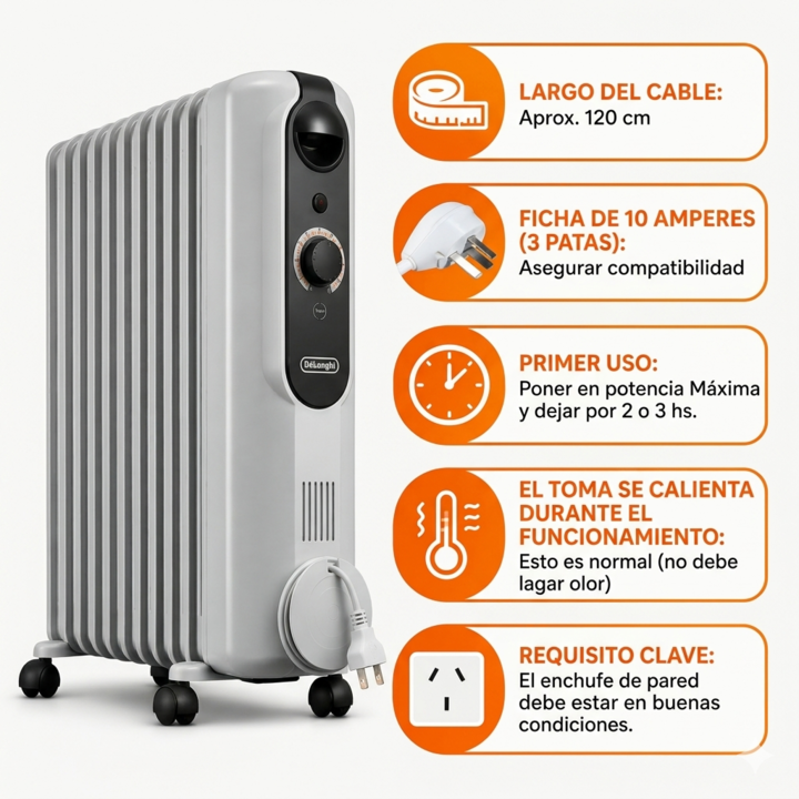 Radiador De Aceite Delonghi Trrse0920 2000w Easytronic 60m3 - Vista 3