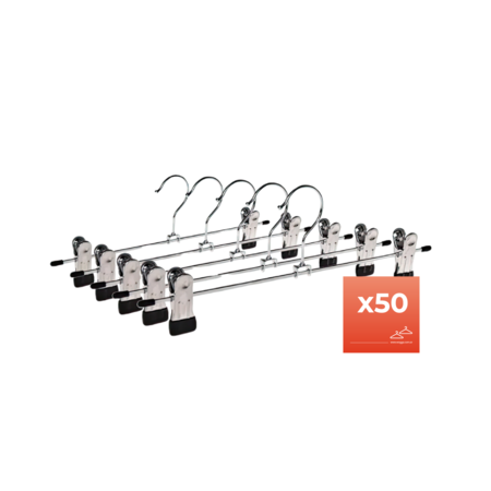 Pack De 50 Perchas Metalicas con Broche Ganchos Para Pantalones Waggs