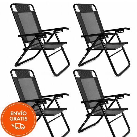 Combo x4 Reposera Sillon Plegable Descansar 5 Posiciones Aluminio 80040