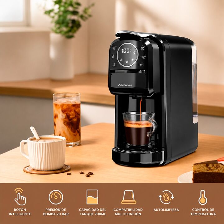 Cafetera Multicapsula 3 en1 Novohome Café Molido 20Bar 700Ml - Vista 3