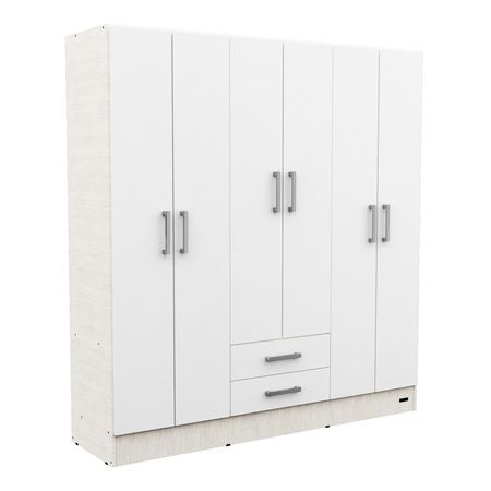 PLACARD 6 PUERTAS 2 CAJONES MELAMINA MOSCONI DAKAR 56963 COLOR VENEZIA/BLANCO