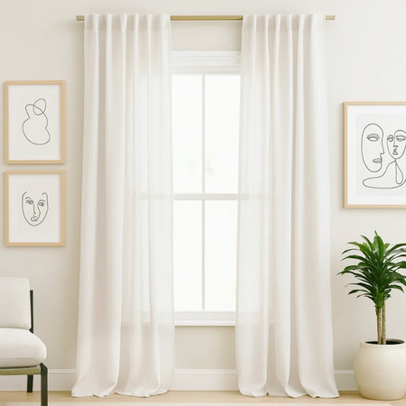 Cortina Gasa Premium 2 Paños 2,80x2,10 Off White