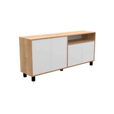 vajillero bahiut doors 4 puertas 1,70 mt color nebraska natural blanco