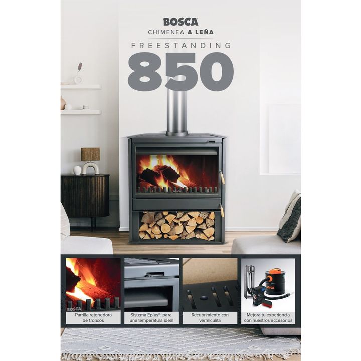 Calefactor Chimenea Insertable Bosca a leña 850 Freestanding - Vista 4