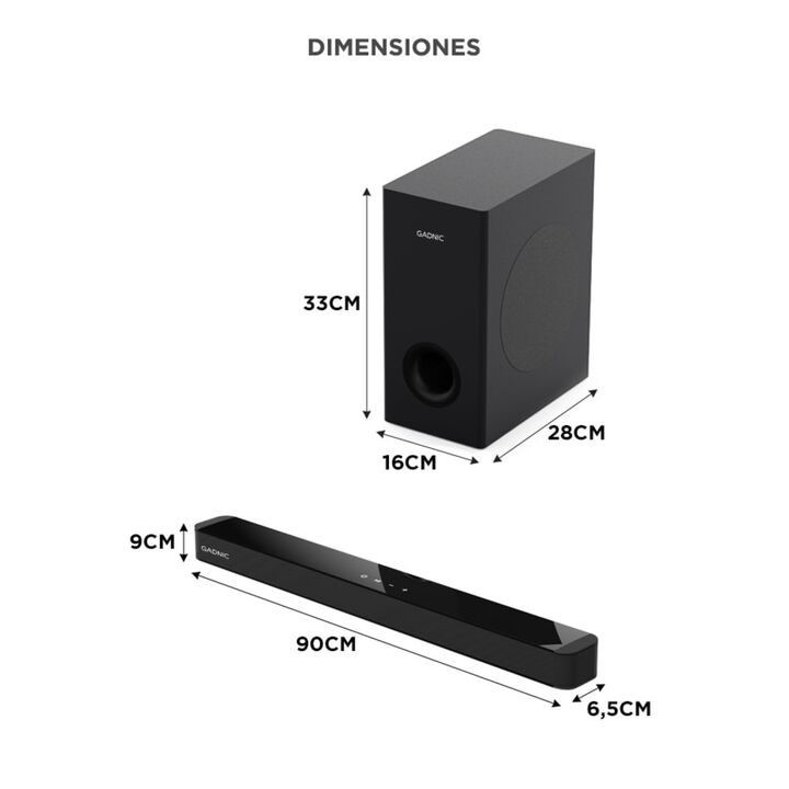 Barra de Sonido Gadnic Nova 120 21 Canales Subwoofer 65” Conexión Inalámbrica 120W - Vista 6