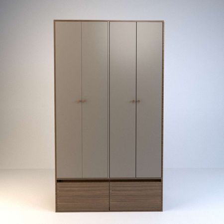 Placard de Abrir 1,2m 4 Puertas 2 Cajones 2 Zapateros Nogal L. Gris C. Tables