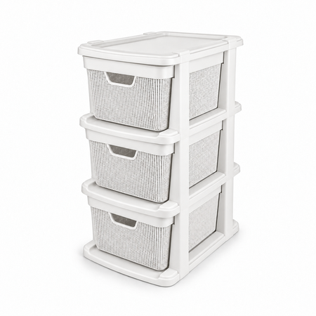 Cajonera Canasto Organizador Chifonier Yute Deco Moda Blanco 3 x15 L (3291)