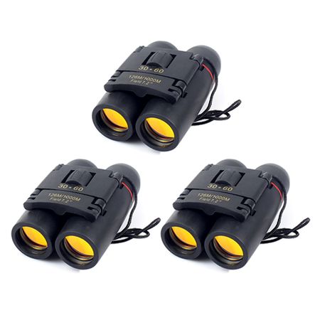 Kit x3 Binoculares Wildstec 30x60 Tamaño Mini Hasta 1000mts Ángulo de 7,2°