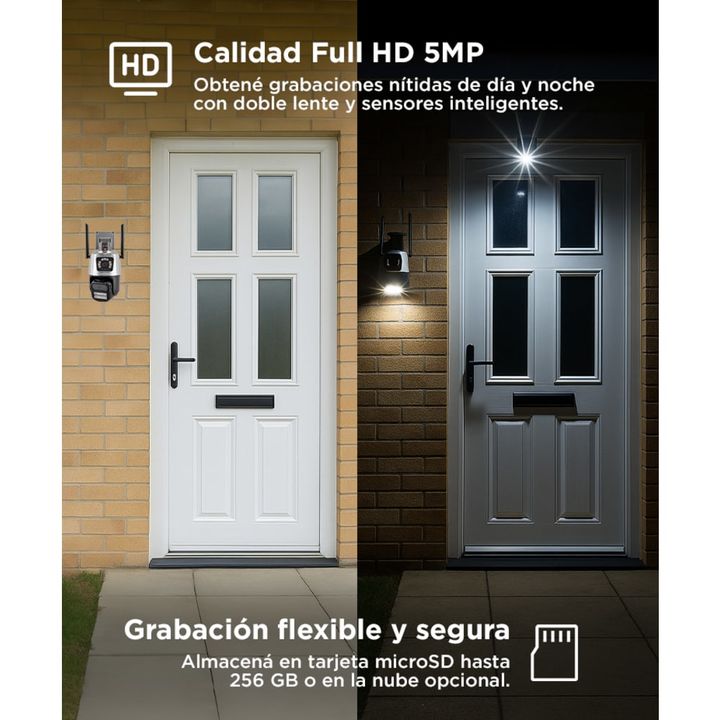 Cámara De Seguridad Dual Gadnic P1-QQ4 Seguimiento Sirena Resolución HD Visión Nocturna App Móvil - Vista 3