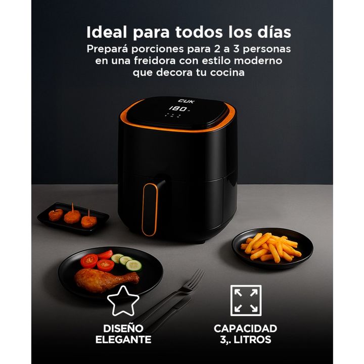 Freidora de Aire Gadnic Pantalla Táctil Cocción sin Aceite 3.5 litros - Vista 4