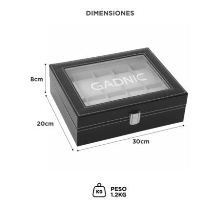Estuche Organizador Gadnic de 12 Relojes Con Bisagra de Metal