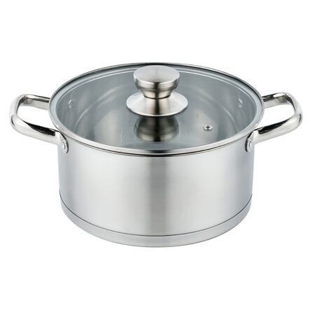 Bateria Cocina 7 Piezas Acero Inoxidable Triple Fondo Tapa Vidrio