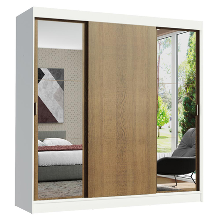 Placard Madesa Reno 3 Puertas Corredizas 2 Espejos 4 Cajones 205x180x54