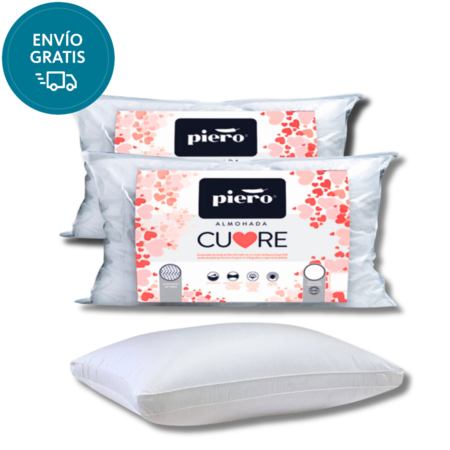 Set X2 Almohadas Piero Cuore 70x40 Vellon y Corazon de Espuma