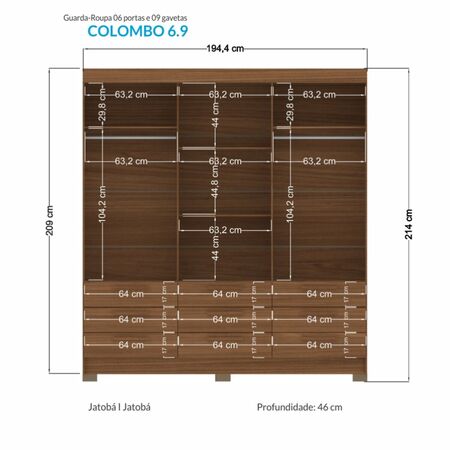 Placard Colombo  Puertas  Cajones JatobaArena