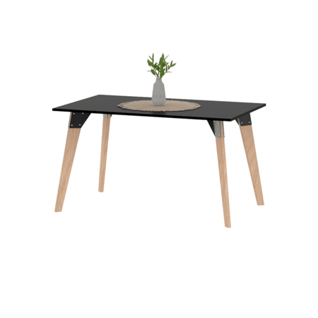 MESA COMEDOR ESCANDINAVA RECTANGULAR DE 120 CM NEGRO / ROBLE NATURAL