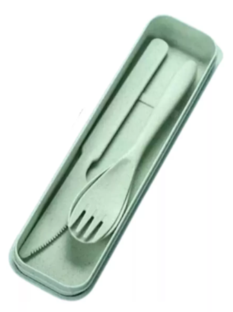 Set Cubiertos Plastico Portatil Estuche: Tenedor + Cuchara + Cuchillo