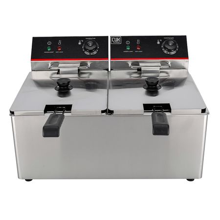 Freidora Industrial Aceite Eléctrica Doble Capacidad 16lts Acero Inoxidable 