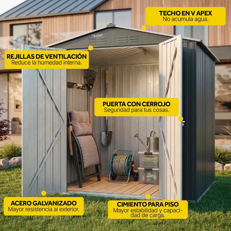 Cobertizo Exterior Deposito Galpón Armario Trent 195 X 181 X 151 Acero Caseta Obrador Jardin