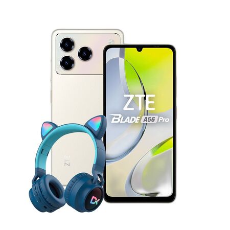 Combo ZTE A56 Pro 12+128GB Gold + Auriculares Vincha Dekkin Gato LED