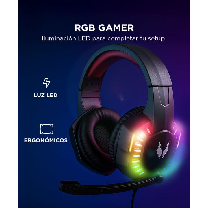 Auricular Gamer Gadnic A3000 RGB Compatible Pc Play Consolas - Vista 4