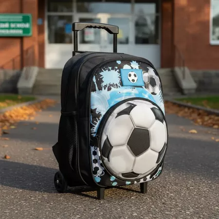 Mochila 14" Carro Carrito Escolar Con Ruedas Para Nenes Niños Futbol