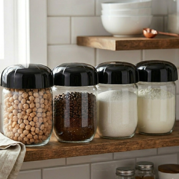 Frasco Vidrio Hermetico 425 Cc Cierre Rosca Tapa Plastica Negro - Vista 4