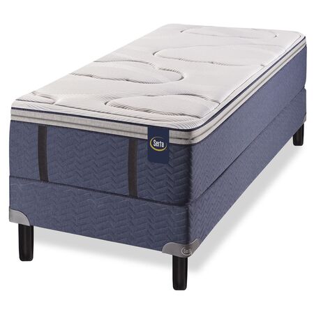 Colchon y Sommier Serta Pensilvania 1 Plaza 80x190x32 de Resortes Pocket Con Pillow Inteligente Viscoelastico