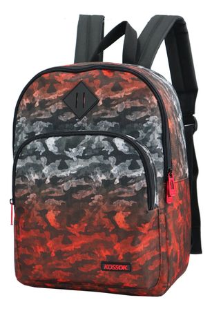 Mochila Nazca Urbana - Espaciosa - Super Liviana Rojo/Gris Estampado